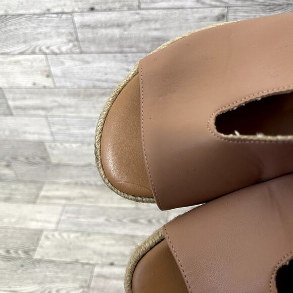 VIZZANO Tan Leather Tie Detail Slide On Platform Sandals Size 7 - Picture 4 of 10